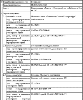 Образец отчета об объекте недвижимости – О переходе прав